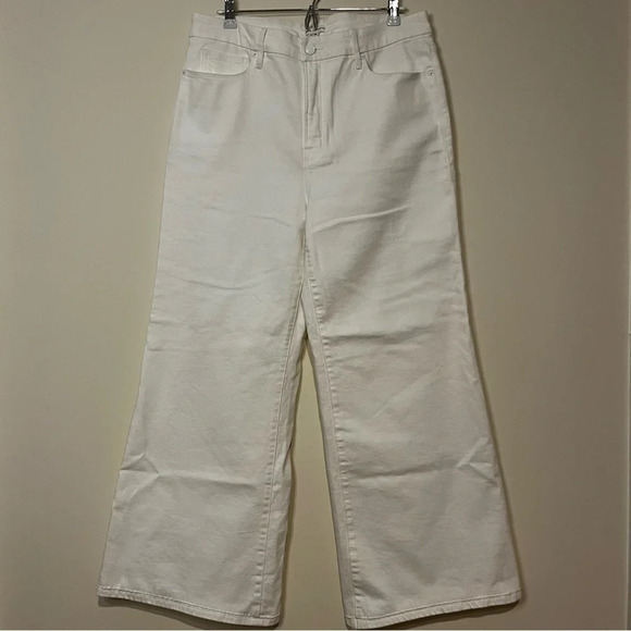 NWOT GOOD AMERICAN Good Waist Wide Leg Palazzo Pant White Jeans - Picture 3 of 16